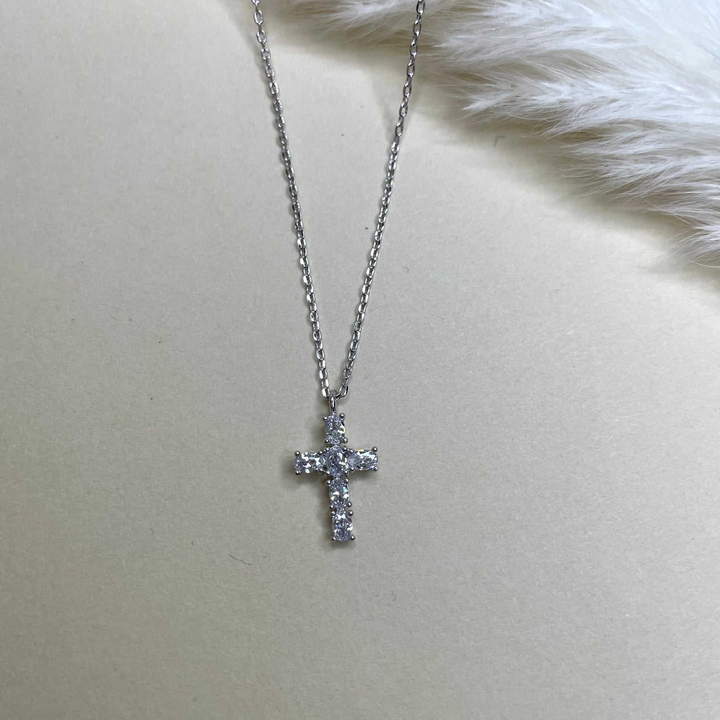 Mini Rhinestone Cross Necklace