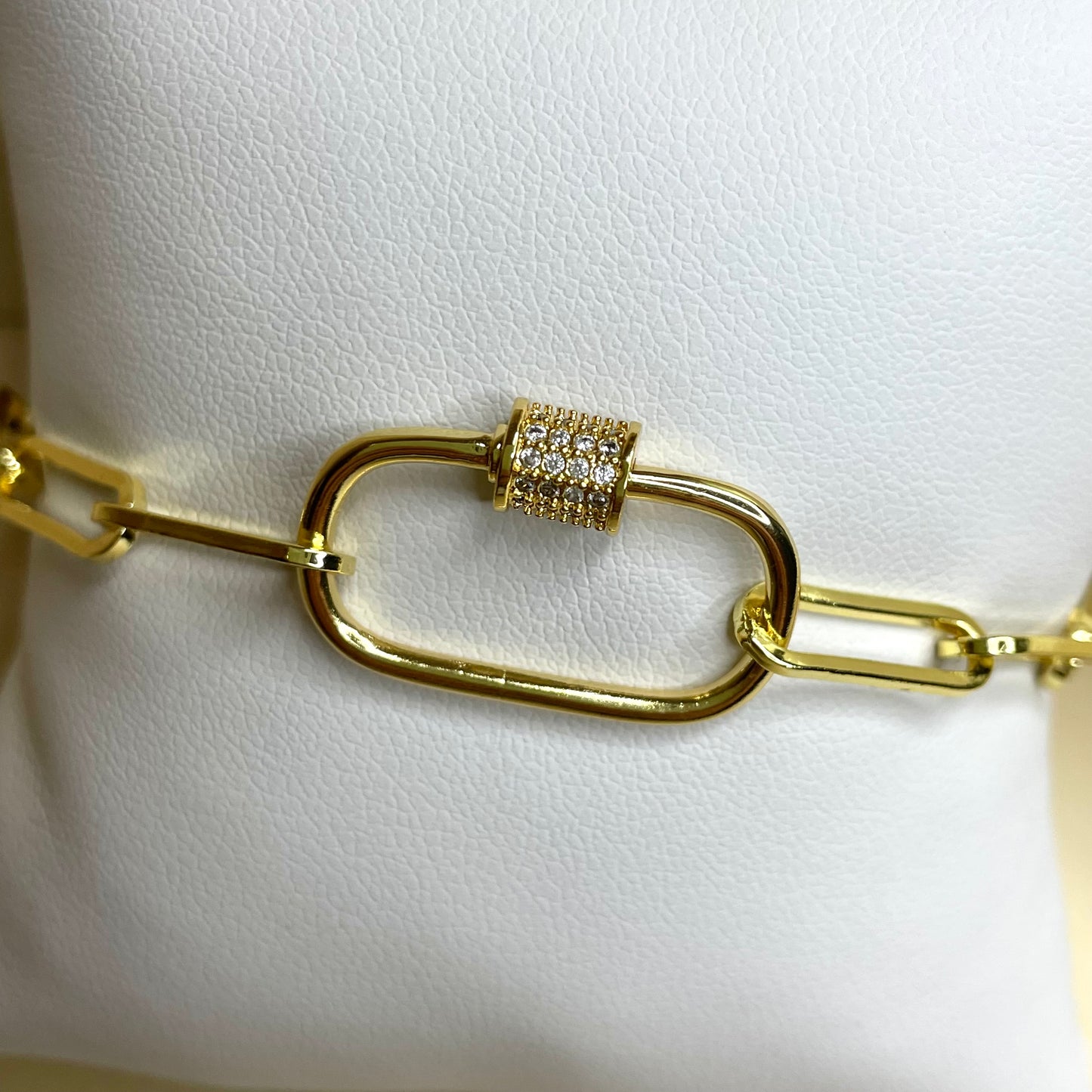 18k Gold Filled Pave Crystal Large Link Bracelet