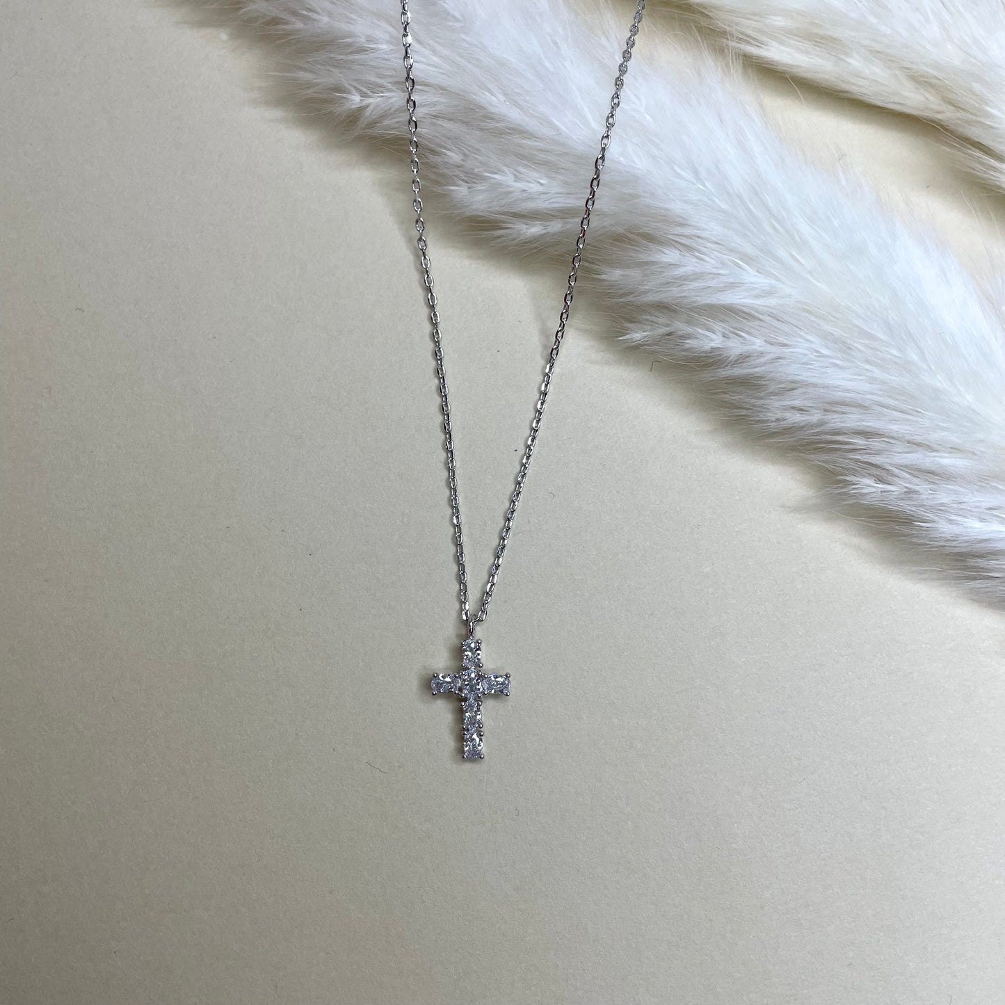 Mini Rhinestone Cross Necklace