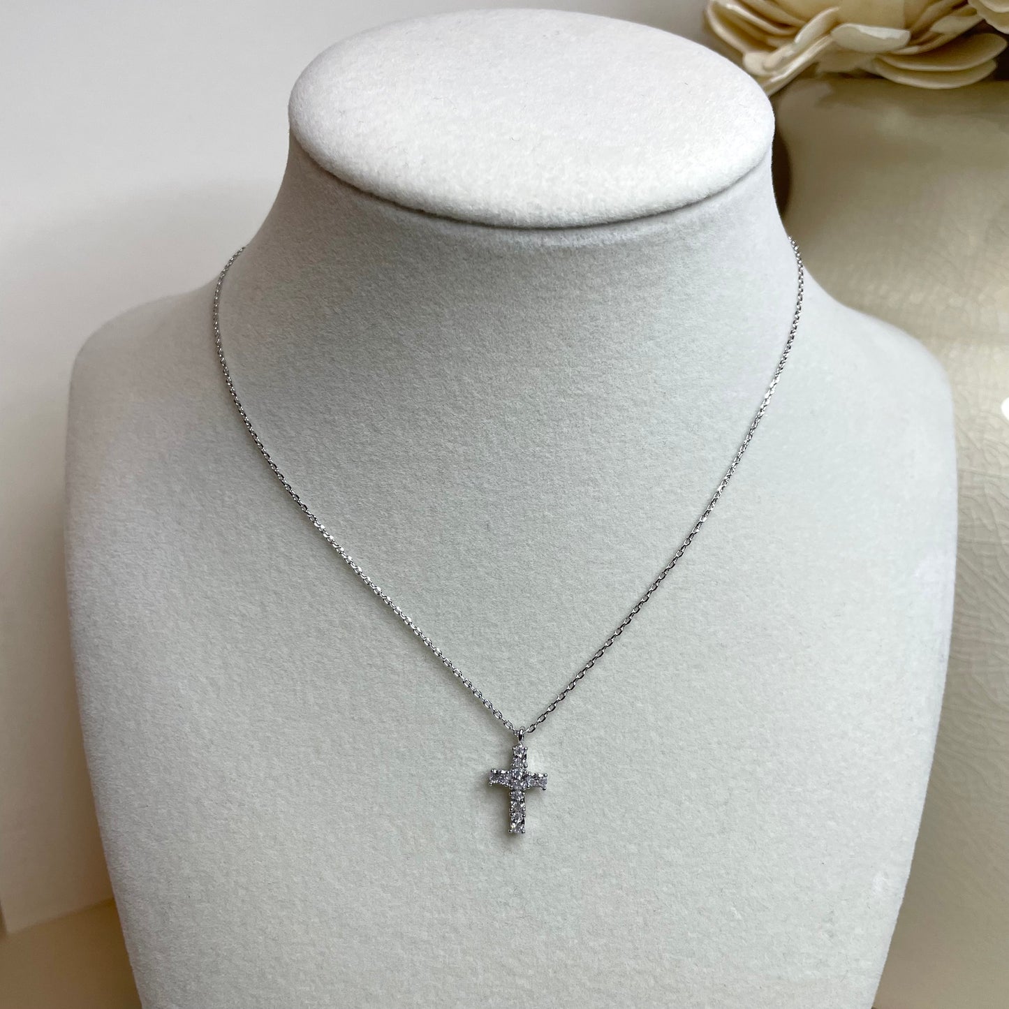 Mini Rhinestone Cross Necklace