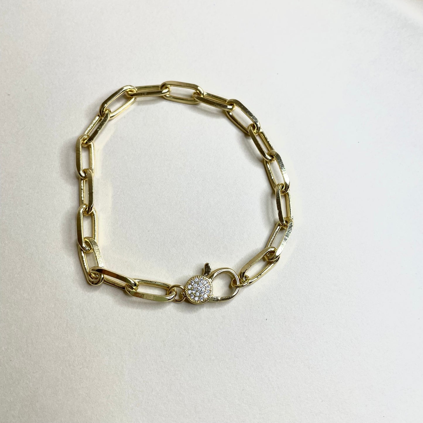 18k Gold Filled Pave Filled Claw Clasp Bracelet