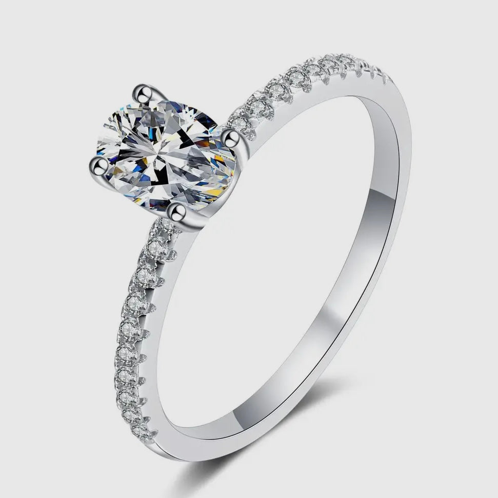 S925 Oval Moissanite Engagement Ring