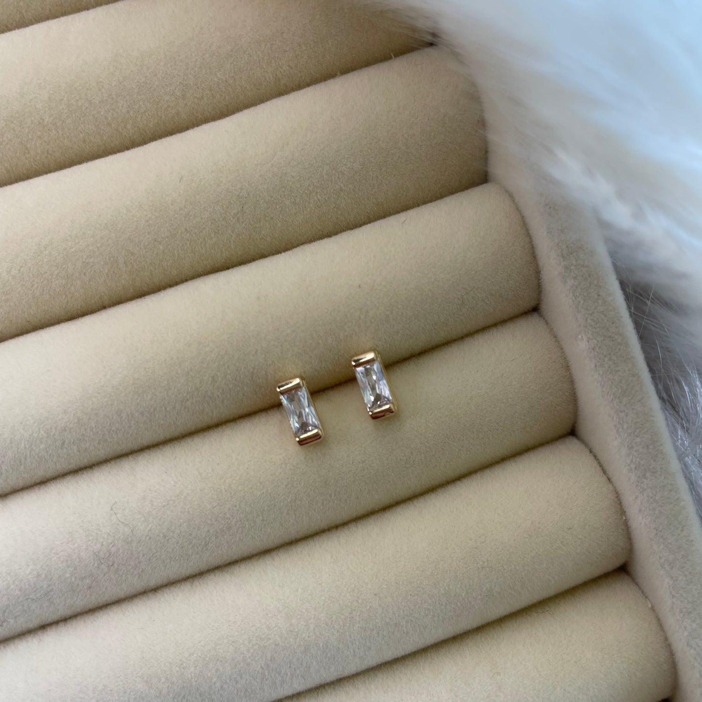 18k Gold Filled Baguette Stud Earrings